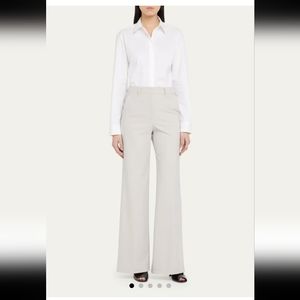 NWT Theory Terena Precision Pont High-Rise Wide-Leg Pants in Putty Size 2